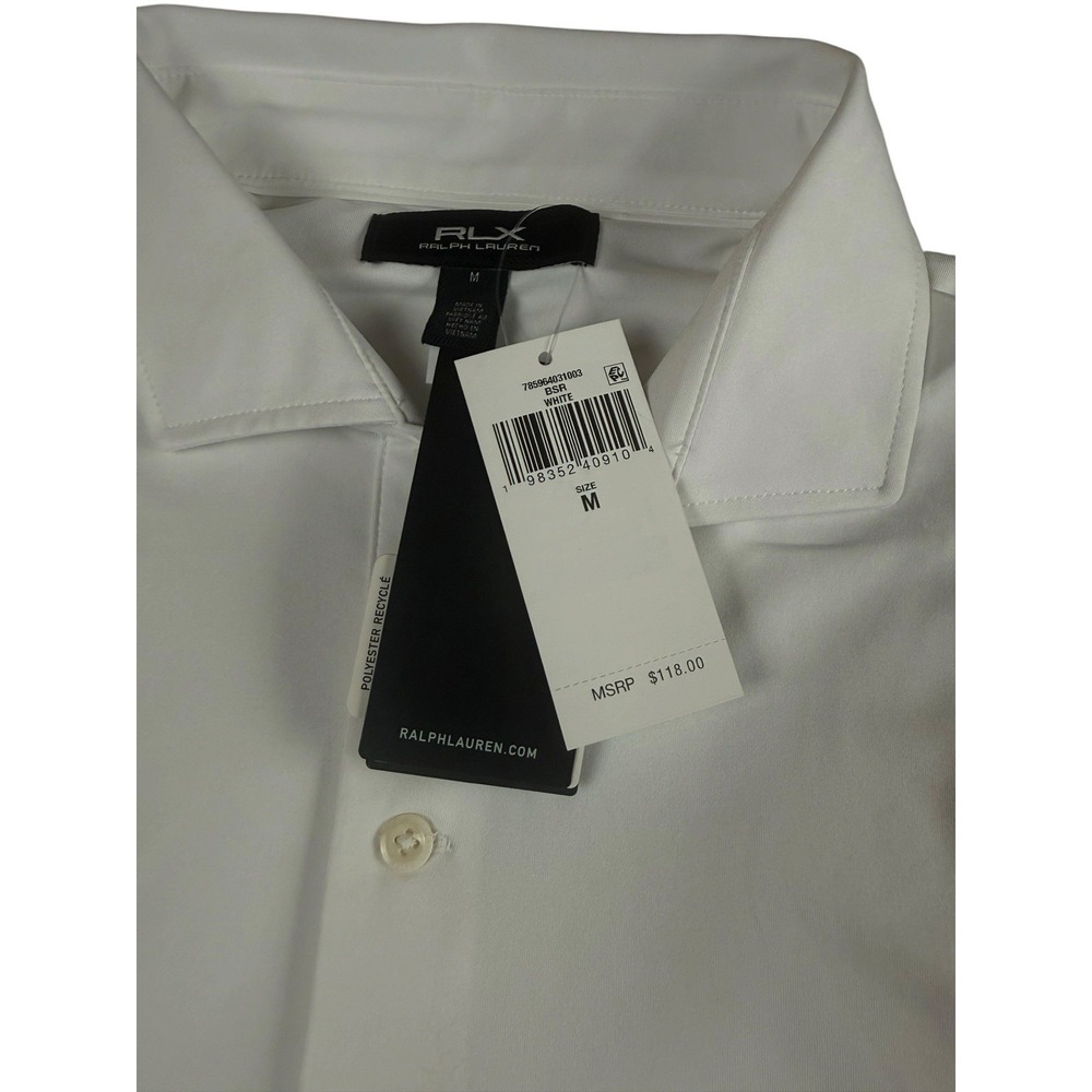 RLX RALPH LAUREN Golf Polo Mens M White Performance Wicking Stretch NEW Tags - Picture 10 of 13
